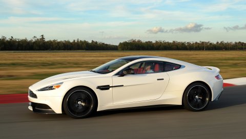Aston martin, победить, вид сбоку, белый, движение