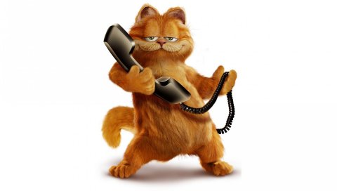 Garfield, кошка, мультфильм, телефон