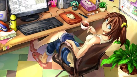 Вокалоид, йоми йасу, девушка, hatsune miku