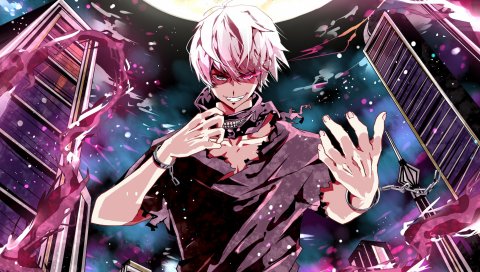 Tokyo ghoul, kaneki ken, искусство, человек, луна, маска