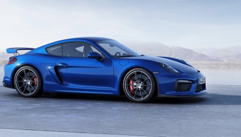 Porsche, cayman, gt4, синий, вид сбоку
