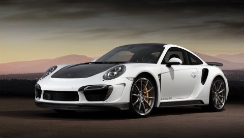 Porsche, 911, турбо, жалюзи, гтп, белый, черный, вид сбоку