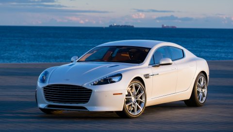 Aston martin, rapide s, вид сбоку, белый