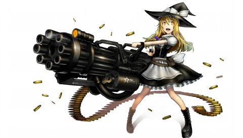 Gia, marisa kirisame, touhou, gun, девушка