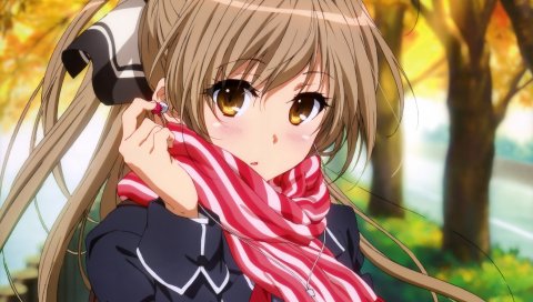 Amagi блестящий парк, sento isuzu, школьница, наушники, провода