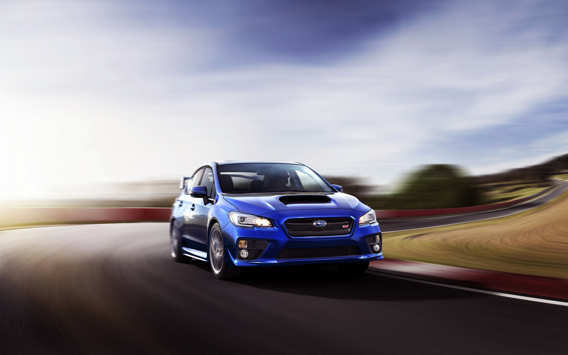 Картинки Субару, wrx, ??sti, синий, движение, скорость фото и обои на рабочий стол