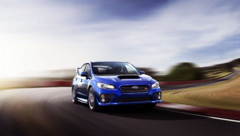 Субару, wrx, ??sti, синий, движение, скорость