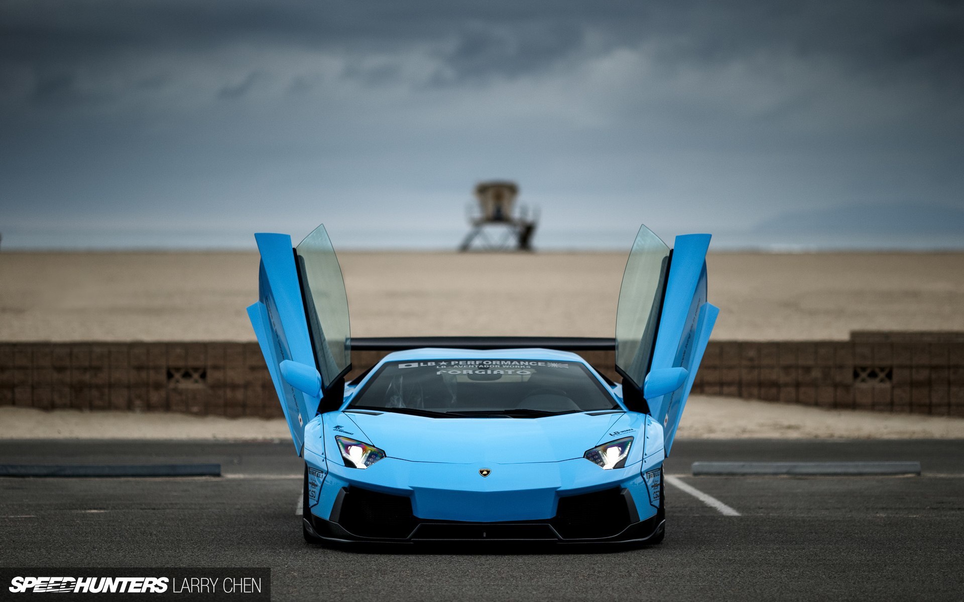 Картинки Lamborghini, aventador, синий, вид спереди фото и обои на рабочий стол