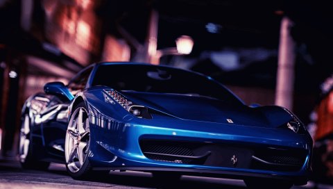 Ferrari 458 italia, ferrari, вид спереди, синий