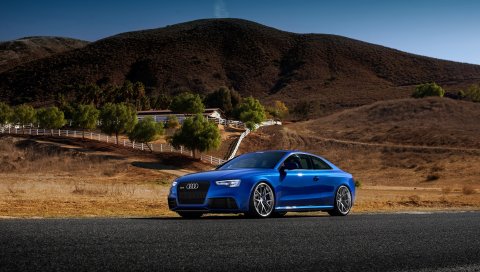 Audi, rs5, синий, вид сбоку
