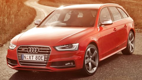 Audi, s4, avant, красный, вид сбоку