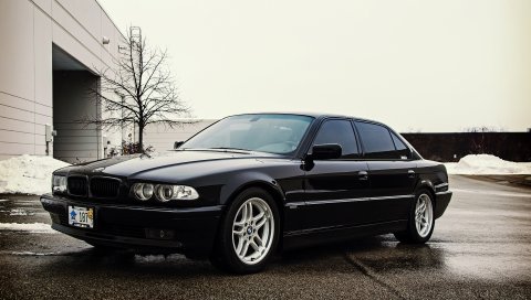 Bmw, e38, 740i, автомобиль, вид сбоку, черный
