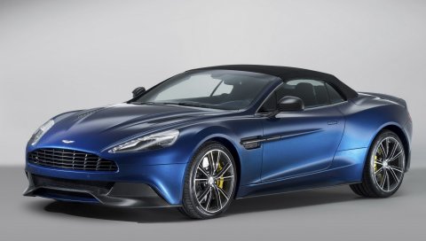 Aston martin, победитель, volante, синий, вид сбоку