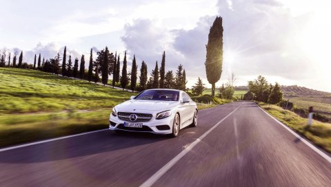 Mercedes-benz, s-class, купе, скорость, движение