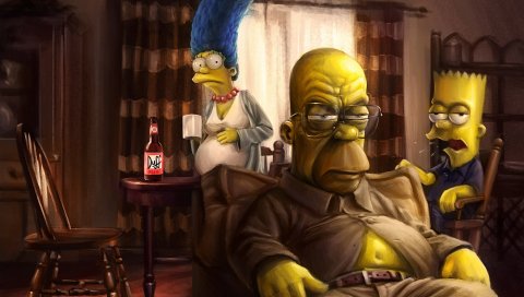 Симпсоны, Гомер, Мардж, Барт, искусство, нарушение плохого