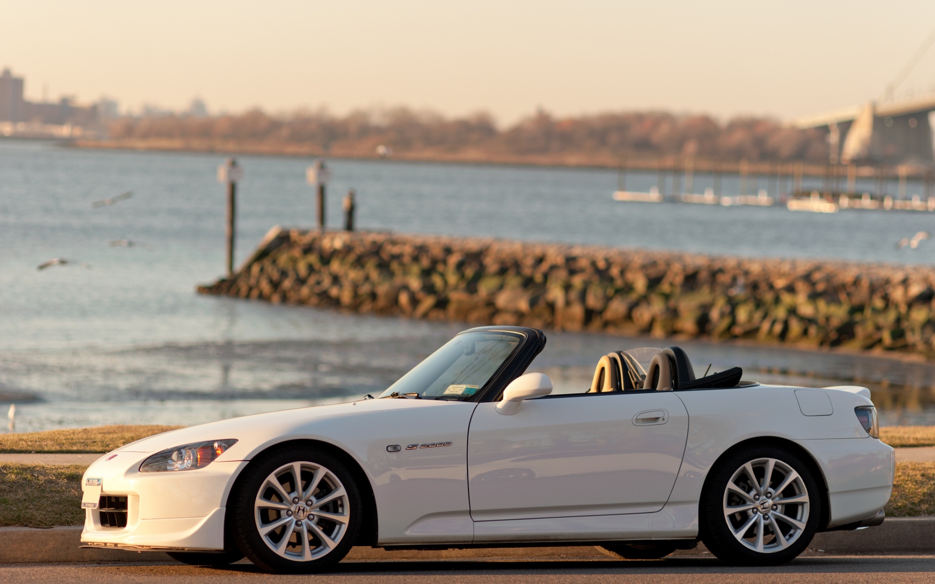 Картинки Honda, s2000, кабриолет, белый, вид сбоку фото и обои на рабочий стол