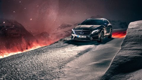Mercedes-benz, gla, кроссовер, зима, снег, концепция