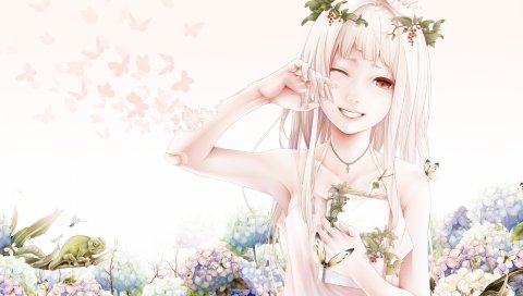 Bouno satoshi, искусство, девушка, цветы