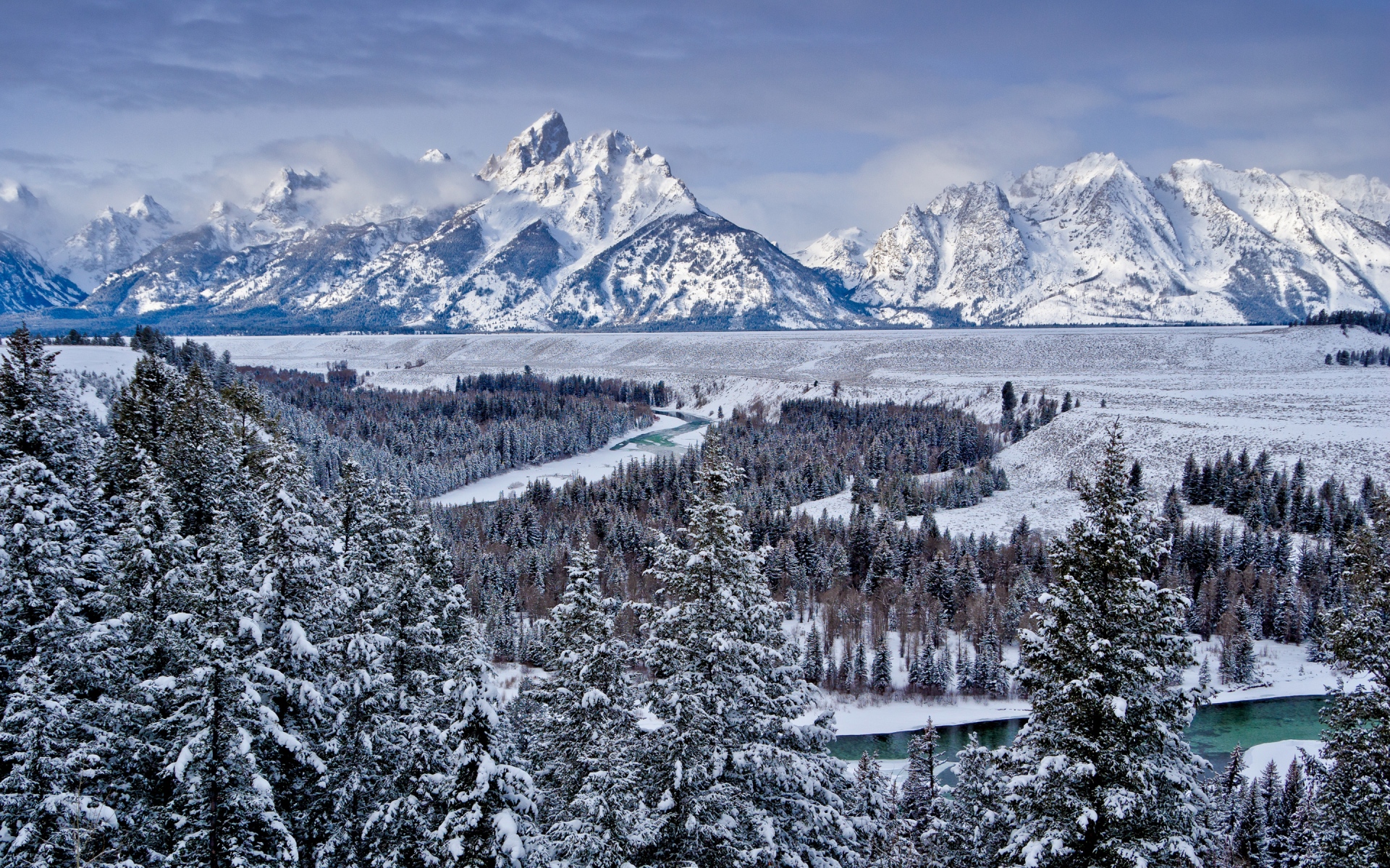 Картинки Великий тетон национальный парк, сша, горы, долина, снег фото и обои на рабочий стол