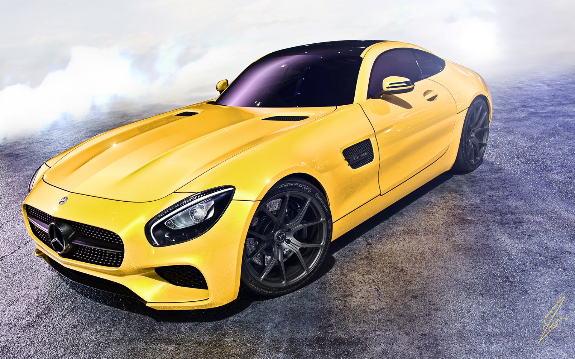 Картинки Mercedes, amg, gt, yellow, вид сбоку фото и обои на рабочий стол
