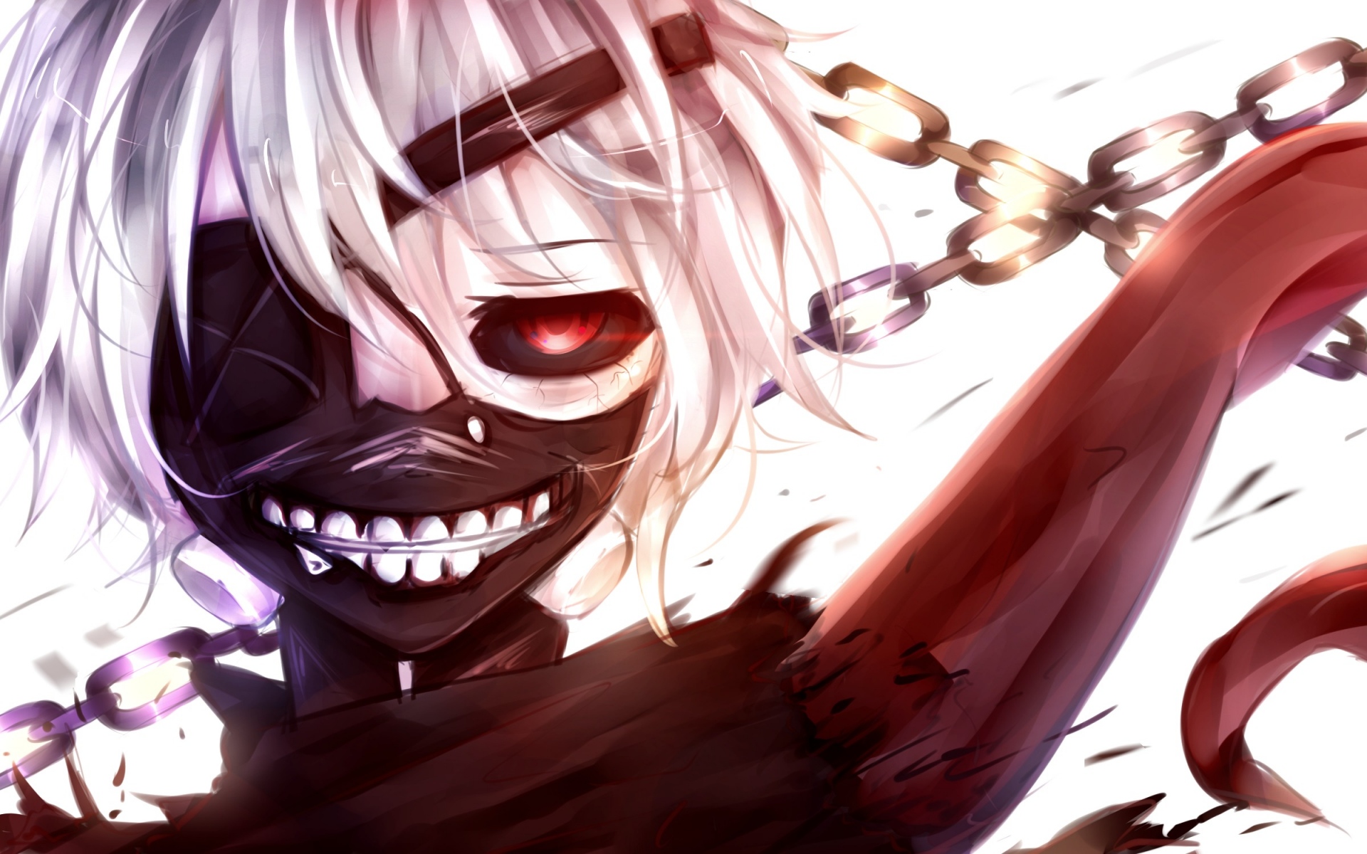 Картинки Kaneki ken, tokyo ghoul, мальчик, цепь, искусство фото и обои на рабочий стол
