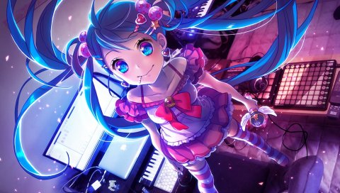 Yamori, stom, hatsune miku, вокалоид, клавиатура, синтезатор, микрофон