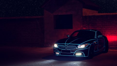 Bmw, z4, вид спереди, ночь