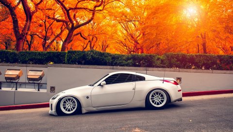 Nissan, 350z, позиция, осень, спортивный автомобиль, вид сбоку
