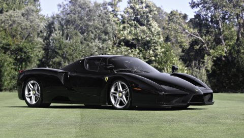 Ferrari, Enzo, черный, вид сбоку