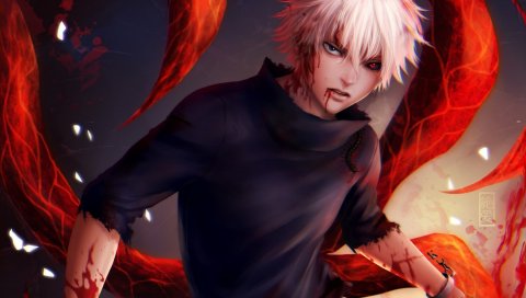 токио упырь, kaneki кен, наручников, кровь