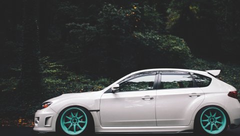 субару, Impreza, колеса, боковые Посмотреть,белый