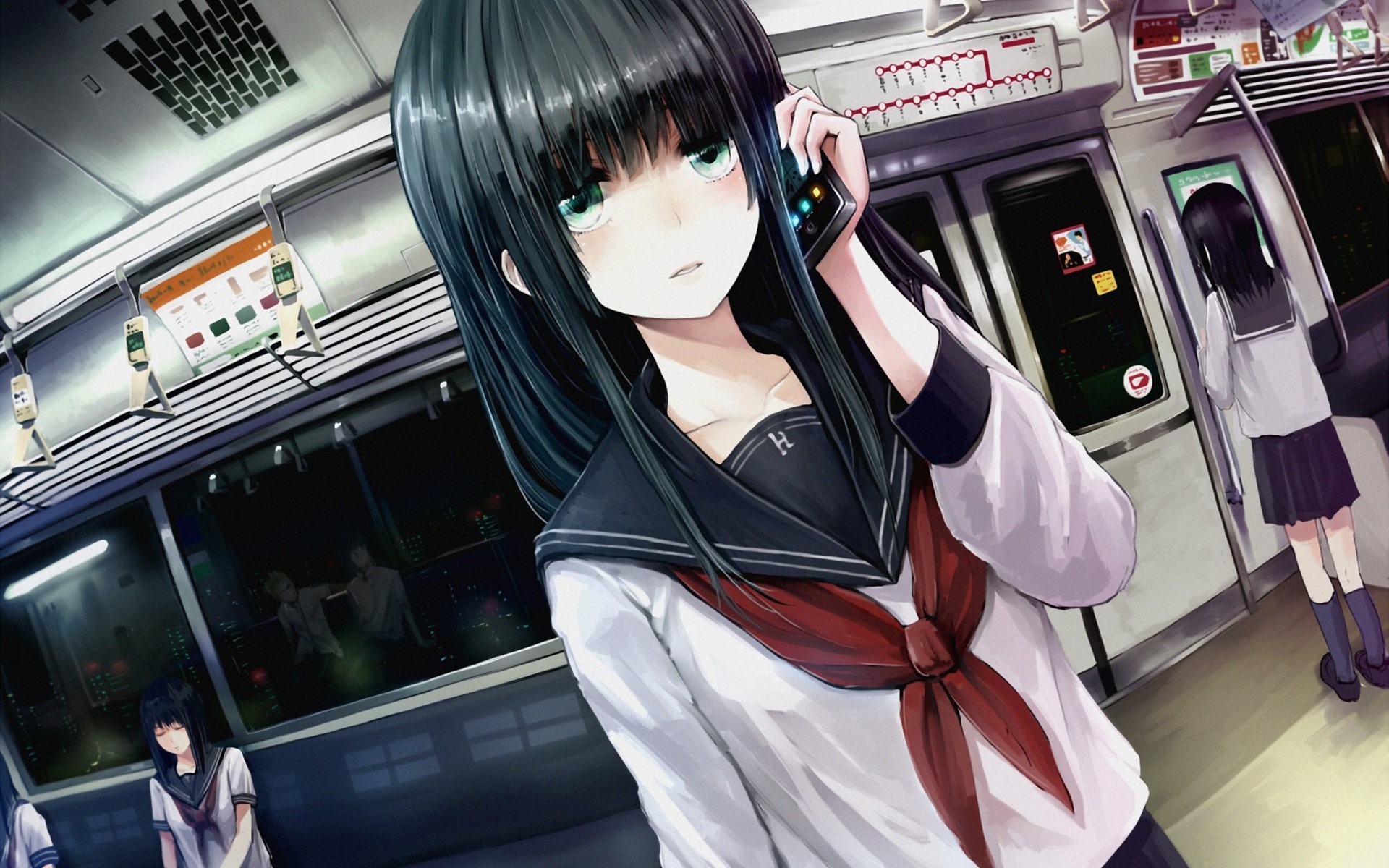 Картинки Минато, shouno, аниме, девушка, метро, поезд с фото и обои на рабочий стол
