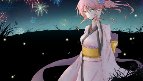 Vocaloid, Megurine Luka, аним, девушка, кимоно