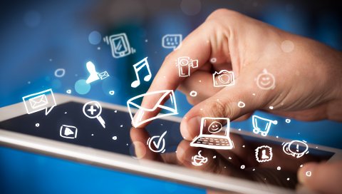 Гаджет, планшет, смартфон, значки, сенсорный экран