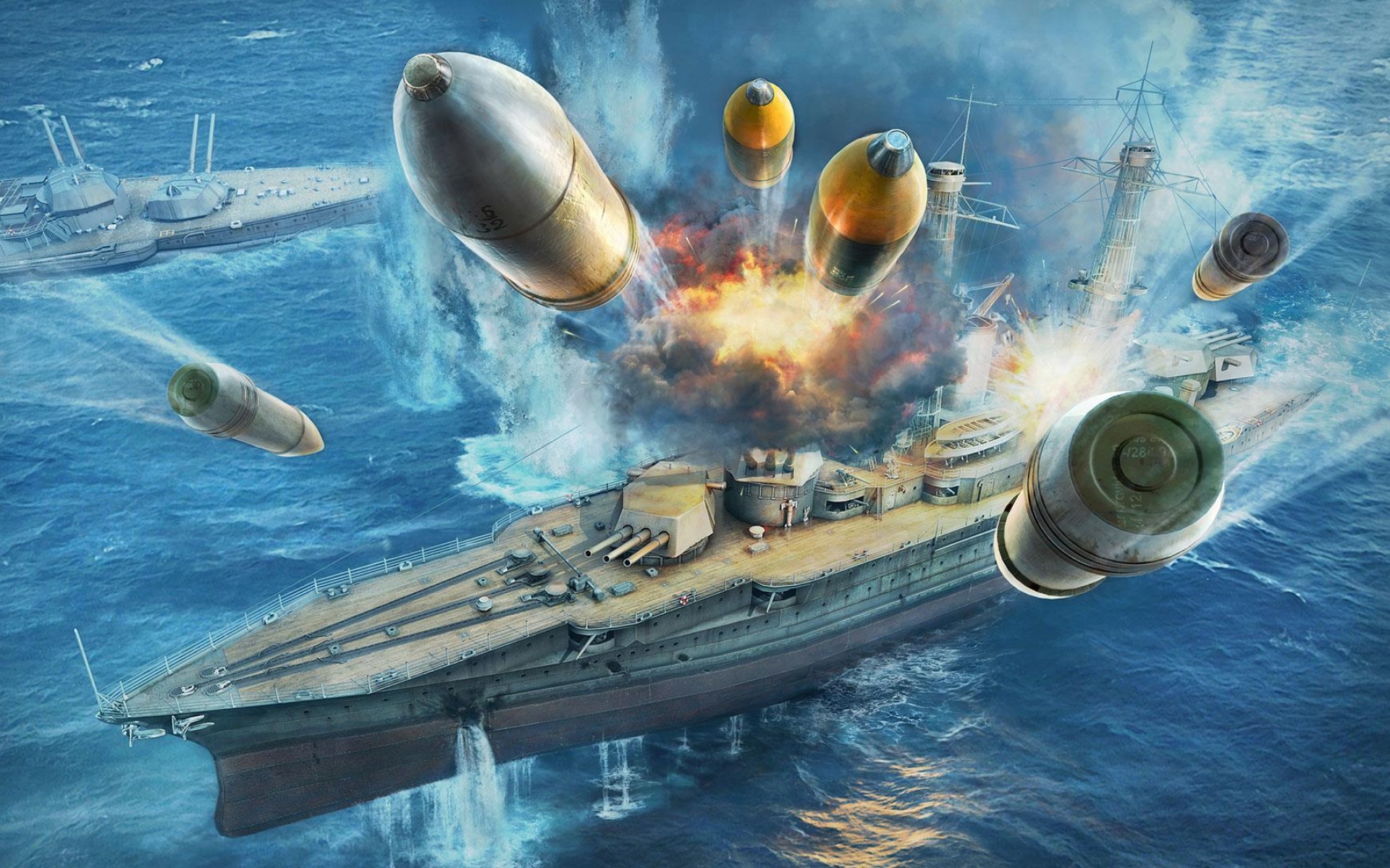 Картинки Мир военных кораблей, wargaming net, корабли, взрыв фото и обои на рабочий стол