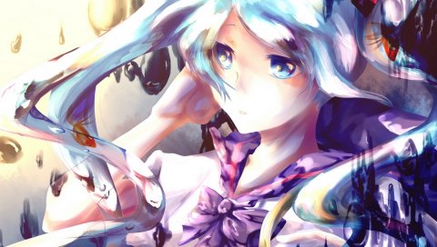 Breanisu lunashi, бутылка miku, вокалоид, девушка, искусство