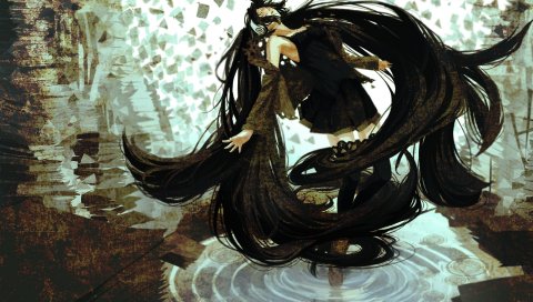 Shouwaru rose, hatsune miku, вокалоид, девушка, искусство, вода