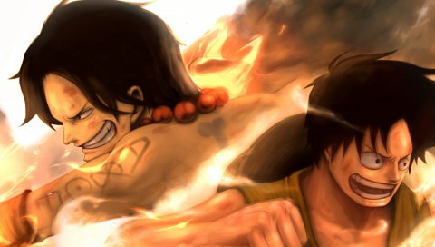 Мета-пистолет, парни, искусство, обезьяна d luffy, portgas d ace