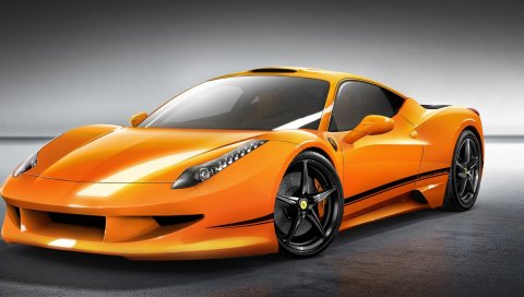 Ferrari, 458, italia, оранжевый, вид спереди