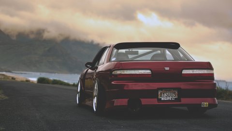 Nissan, silvia, красный, вид сзади