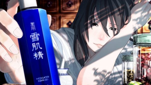 Kurono-kuro, девушка, бутылка, рука