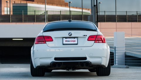 Bmw, m3, e92, авто, белый, вид сзади