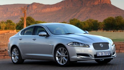 Jaguar, xf, serbristy, автомобили, вид сбоку