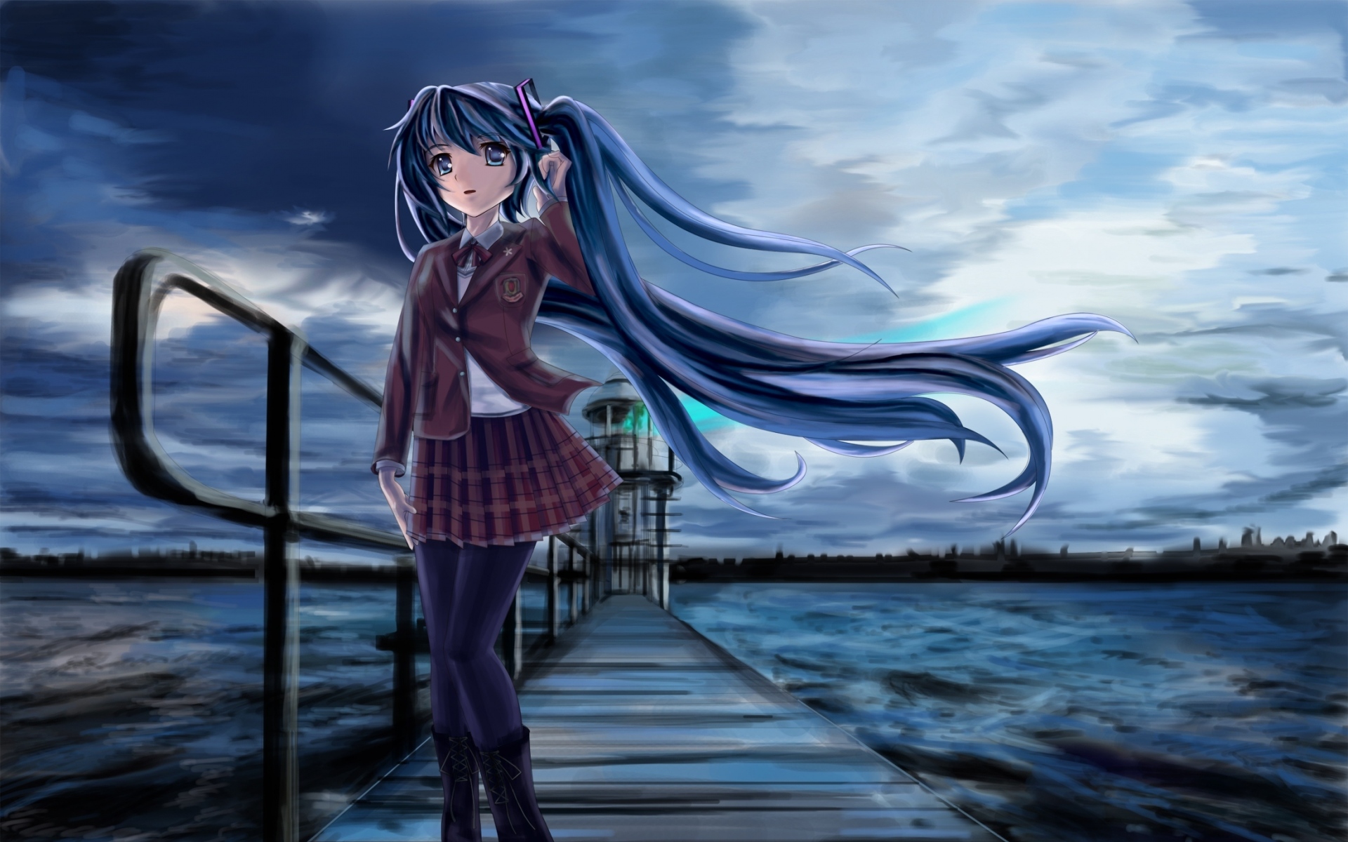 Картинки Edogawa kid, hatsune miku, вокалоид, девушка, школьница фото и обои на рабочий стол