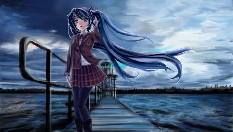 Edogawa kid, hatsune miku, вокалоид, девушка, школьница