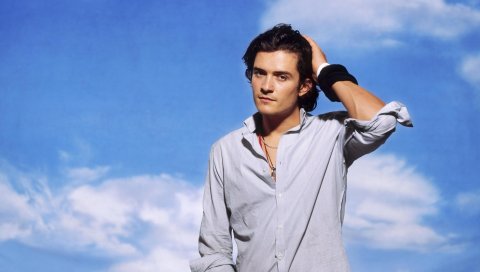 Orlando bloom, актер, фотосессия, рубашка, небо