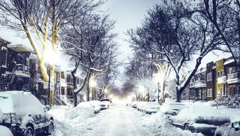 Зима, город, улица, дорога, огни