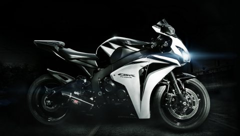 Honda, cbr, fireblade, белый, черный, огни