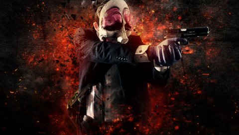 Payday the heist, hoxton, mask, colt m1911, art