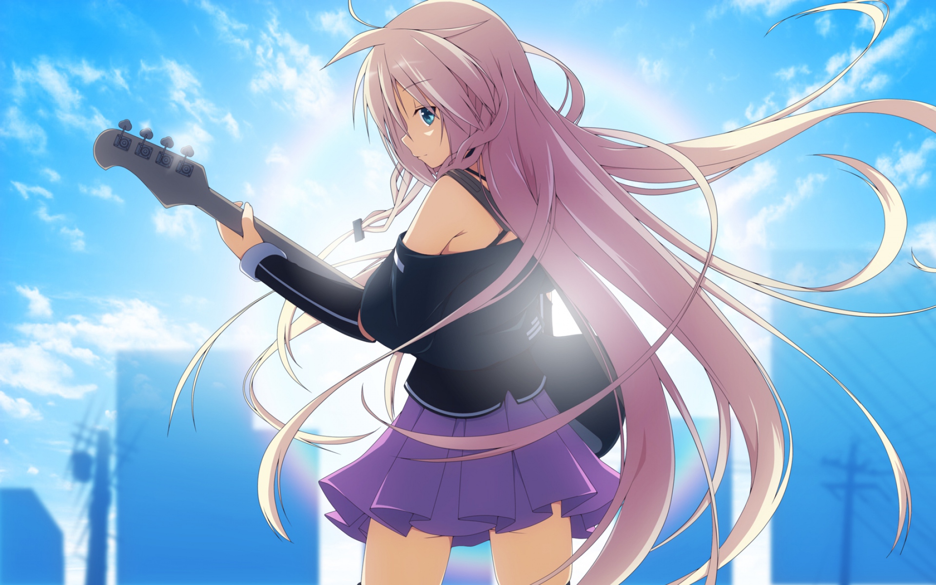 Картинки Yuzuki kei, megurine luka, вокалоид, девушка, гитара фото и обои на рабочий стол